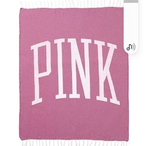 Victoria's Secret Pink Logo tassel beach blanket New NWT